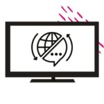 Translation and subtitle symbol on video screen