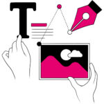 Compilation of hands with graphics and textual imagery