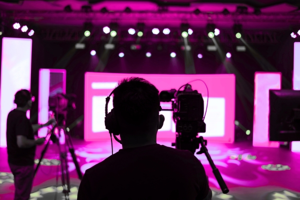 live set at a news production company