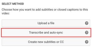Select "transcribe and auto-sync"