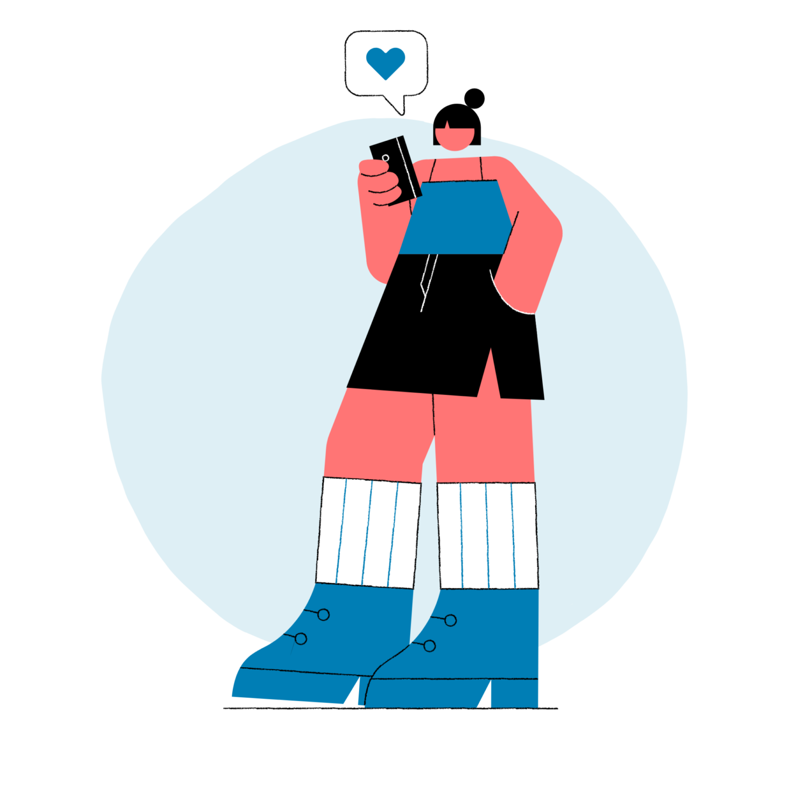 Woman likes a post on social media platform.