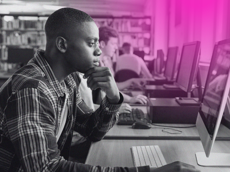 student in computer lab