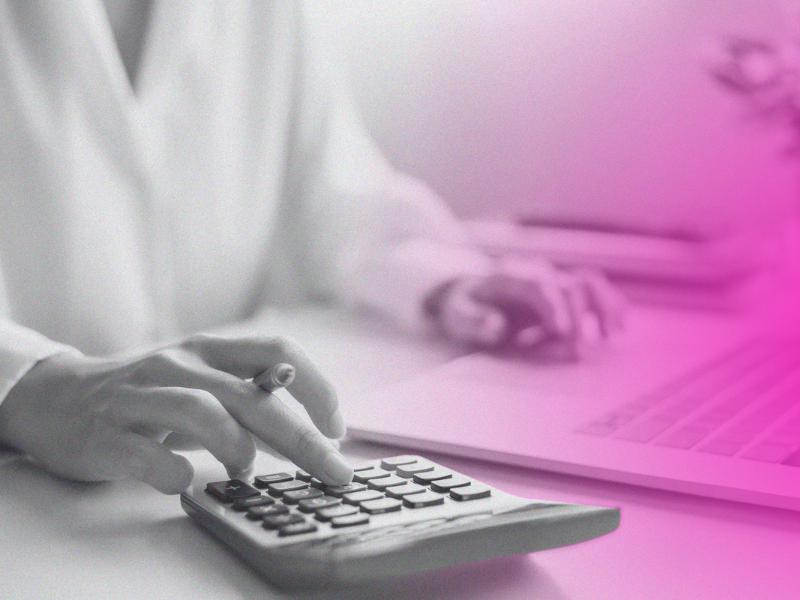 person on calculator