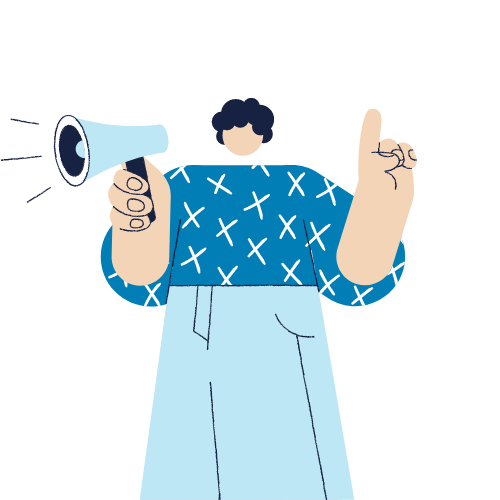 women holding a megaphpone